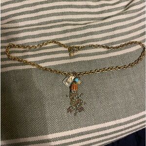 Lilly Pulitzer Tassel Seahorse Beaded Crystal Charm‎ Necklace Gold Tone Nautical